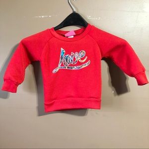 Girls Pink Baby Girl Size 18M Love Sweater Top
